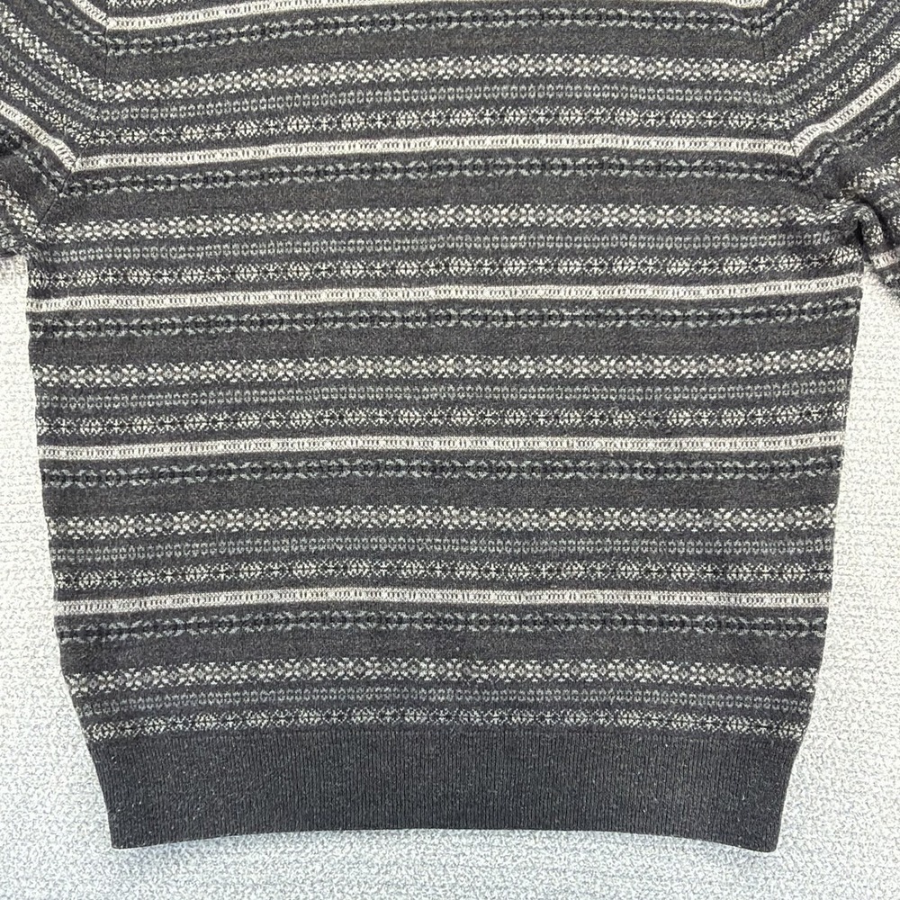 Jos A Bank Sweater Mens Large Gray Geometric Lambs Wool Blend Pullover V-Neck - Picture 10 of 15